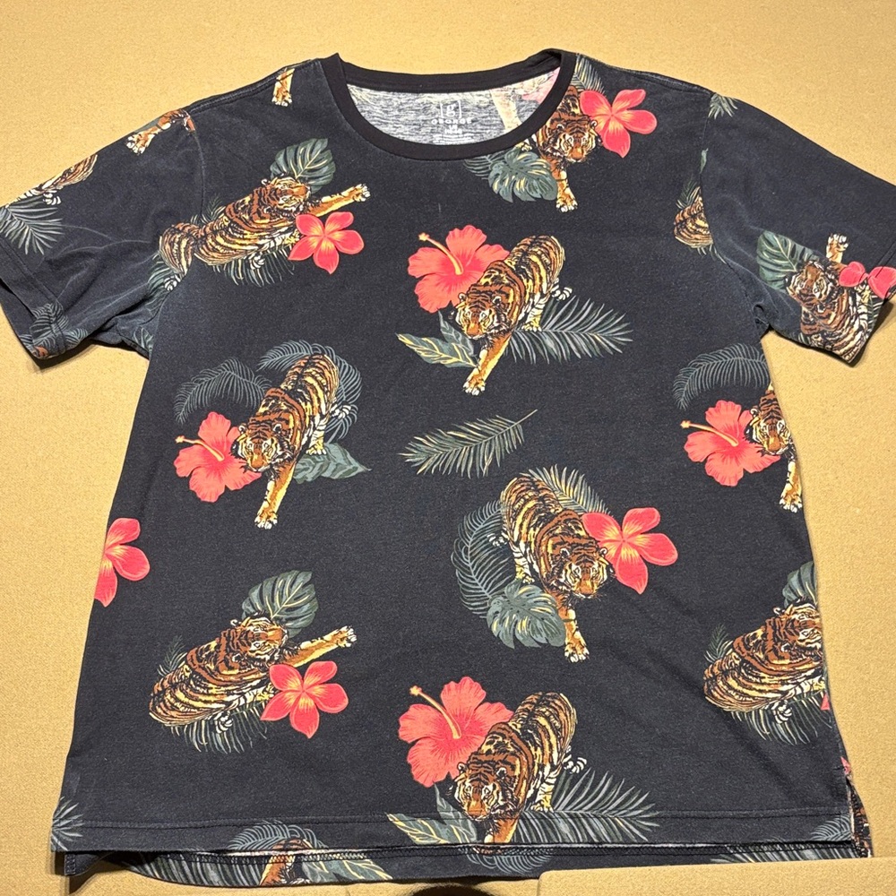 George Black Tiger Print Men's Tee